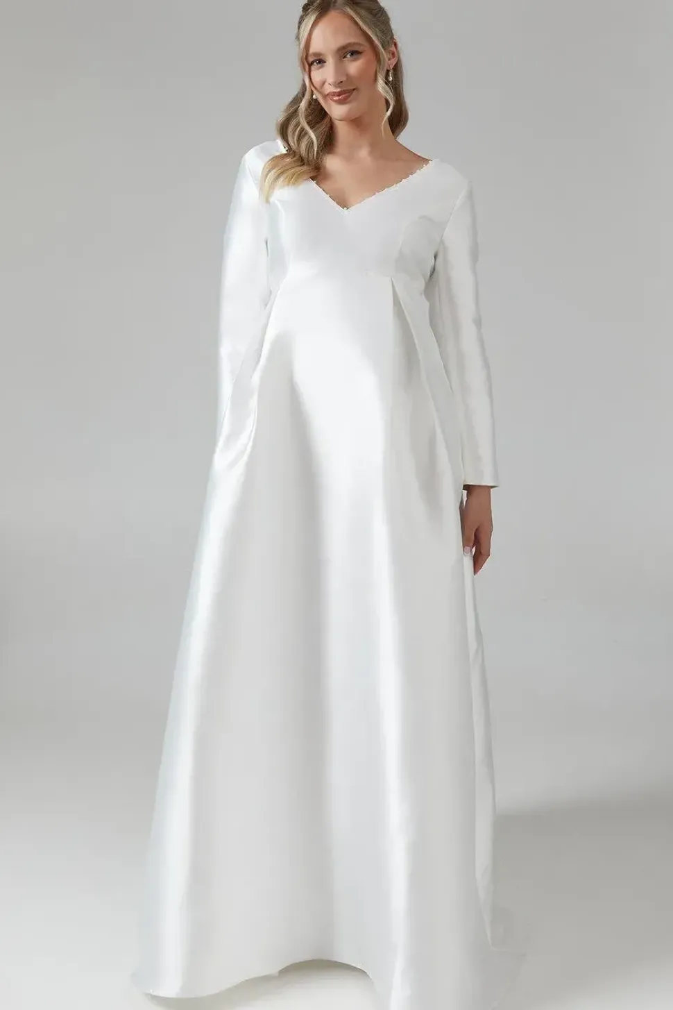 Maternity Faux Pearl Detail Twill Wedding Dress