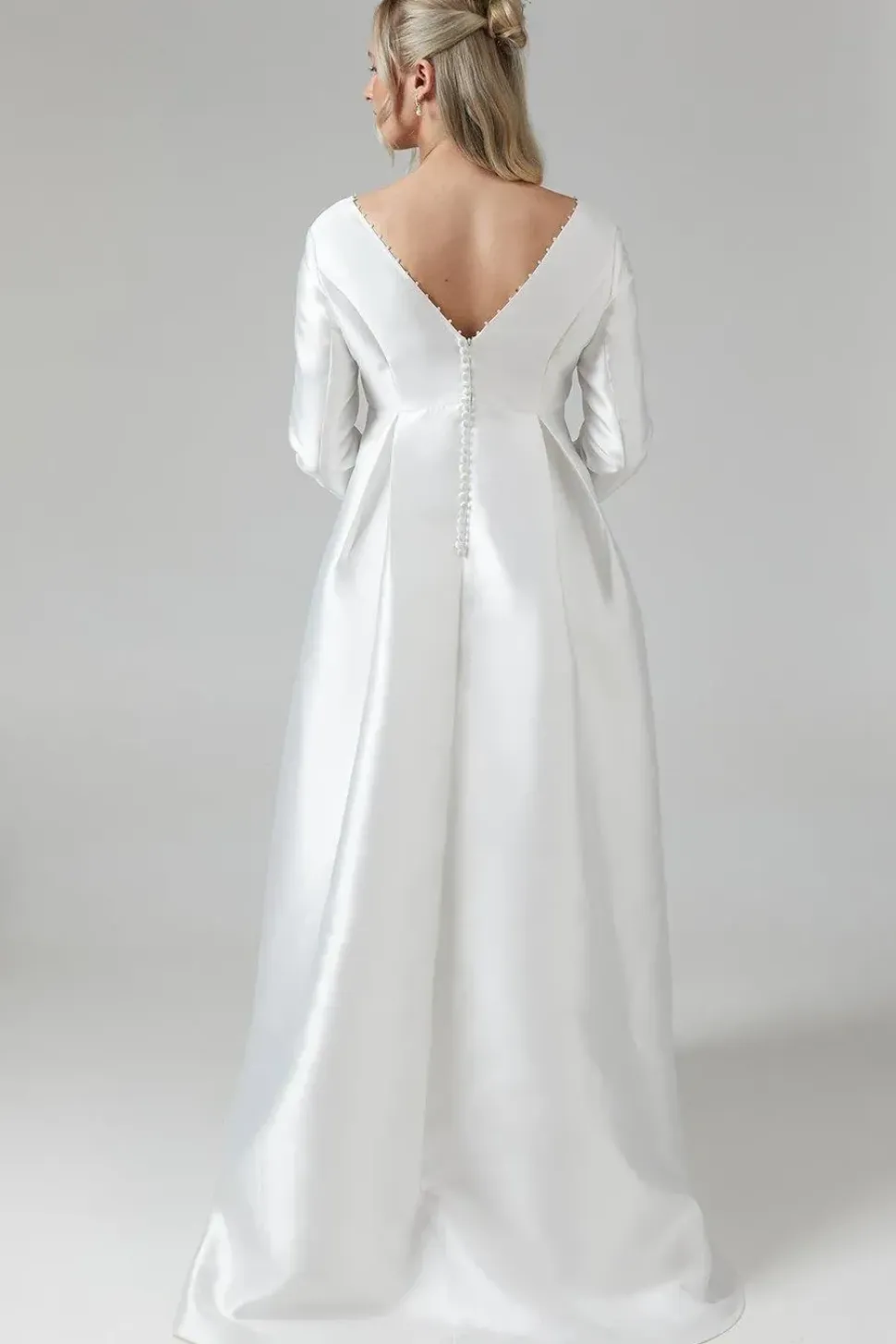 Maternity Faux Pearl Detail Twill Wedding Dress