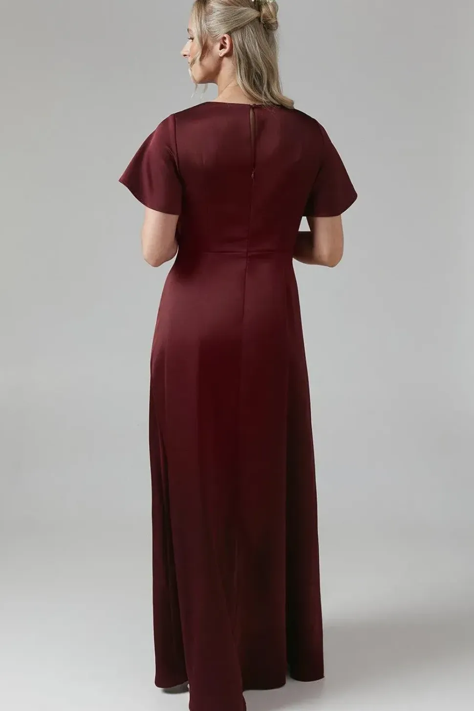 Maternity Wrap Top Satin Bridesmaid Maxi Dress