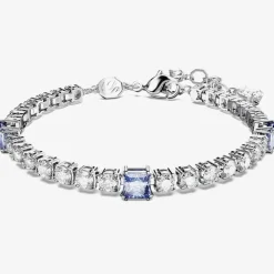 Matrix Blue Mixed Cuts Tennis Rhodium Plated Bracelet 5666426 (M)