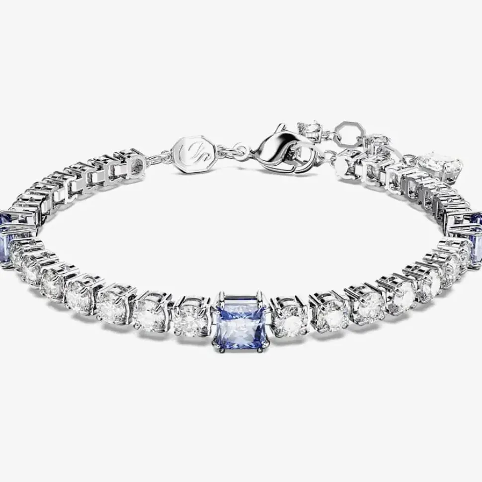 Matrix Blue Mixed Cuts Tennis Rhodium Plated Bracelet 5666426 (M)