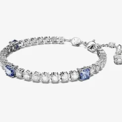 Matrix Blue Mixed Cuts Tennis Rhodium Plated Bracelet 5666426 (M)