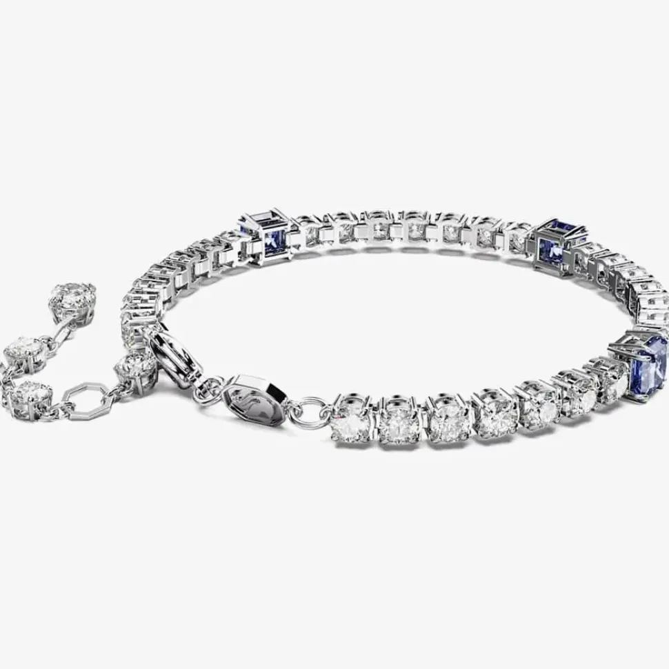 Matrix Blue Mixed Cuts Tennis Rhodium Plated Bracelet 5666426 (M)