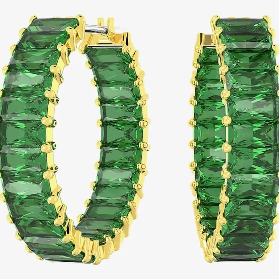 Matrix Gold Tone Green Hoop Earrings 5658651