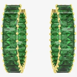 Matrix Gold Tone Green Hoop Earrings 5658651