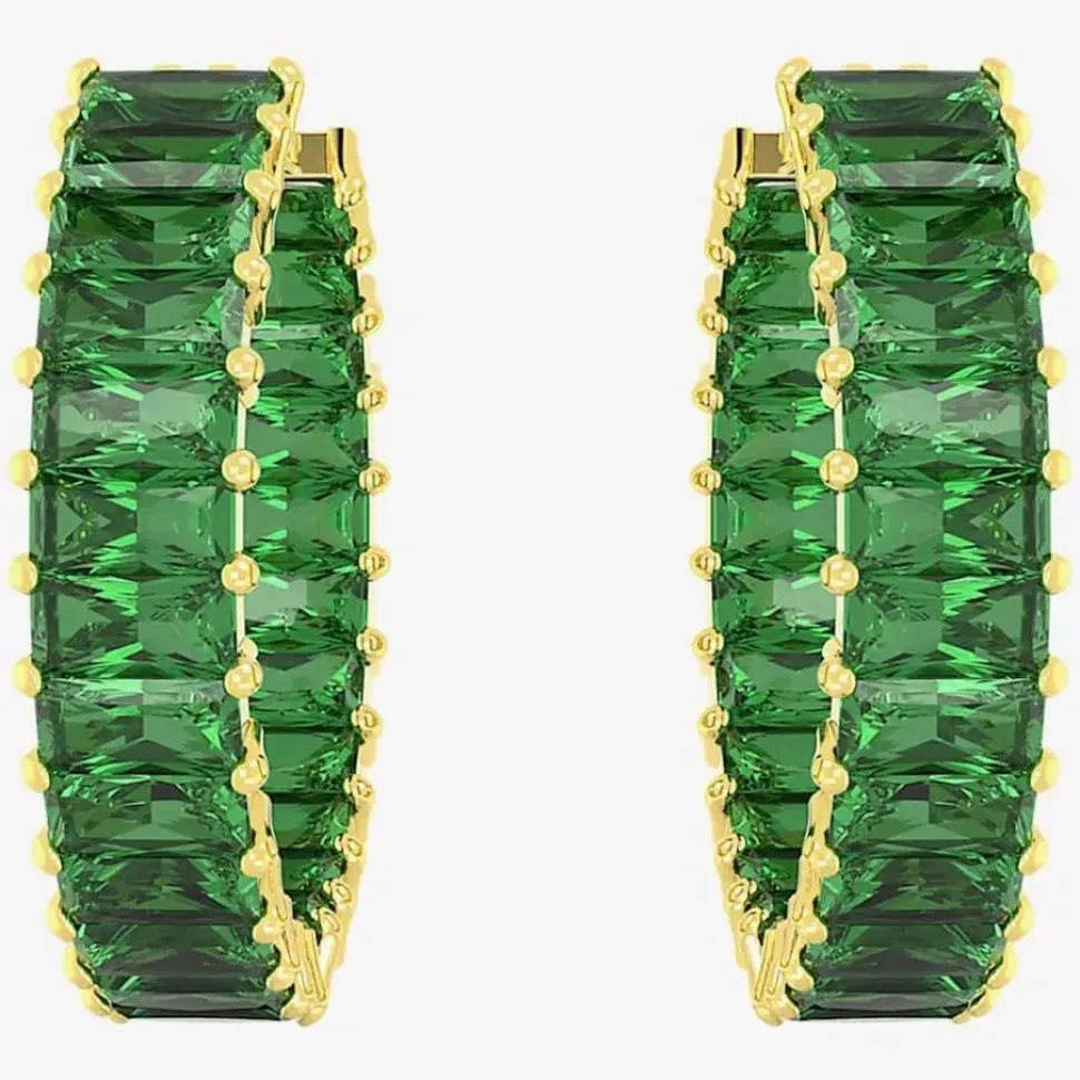 Matrix Gold Tone Green Hoop Earrings 5658651