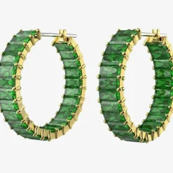 Matrix Gold Tone Green Hoop Earrings 5658651