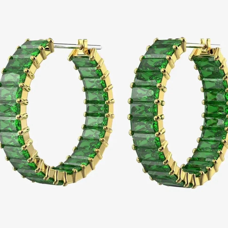 Matrix Gold Tone Green Hoop Earrings 5658651