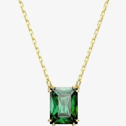 Matrix Green Mixed Cuts Gold Tone Plated Necklace 5677141
