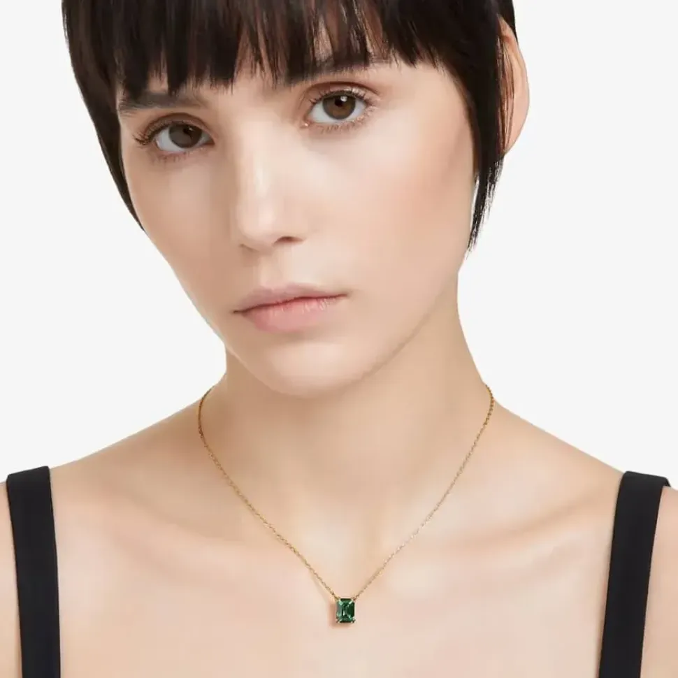 Matrix Green Mixed Cuts Gold Tone Plated Necklace 5677141