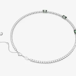 Matrix Green Mixed Cuts Rhodium Plated Tennis Necklace 5666168