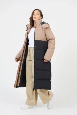 Maxi Contrast Hooded Puffer Jacket