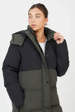 Maxi Contrast Hooded Puffer Jacket