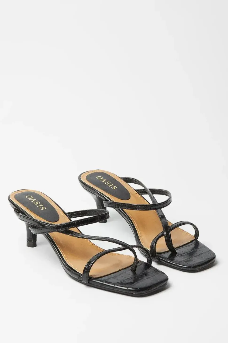 Mazzy Croc Kitten Heel Toe Thong Mule