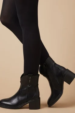 Mckayla Tab Detail Block Heel Ankle Boot
