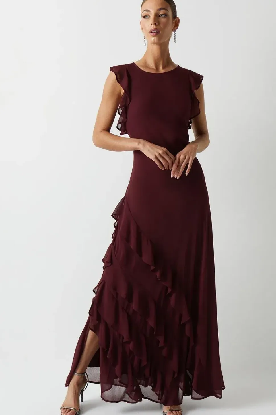 Mega Ruffle Georgette Bridesmaid Maxi Dress