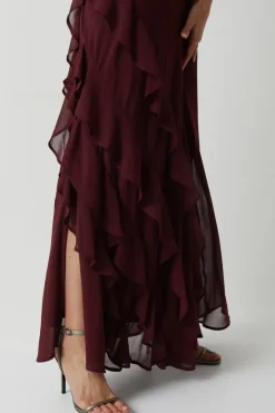 Mega Ruffle Georgette Bridesmaid Maxi Dress