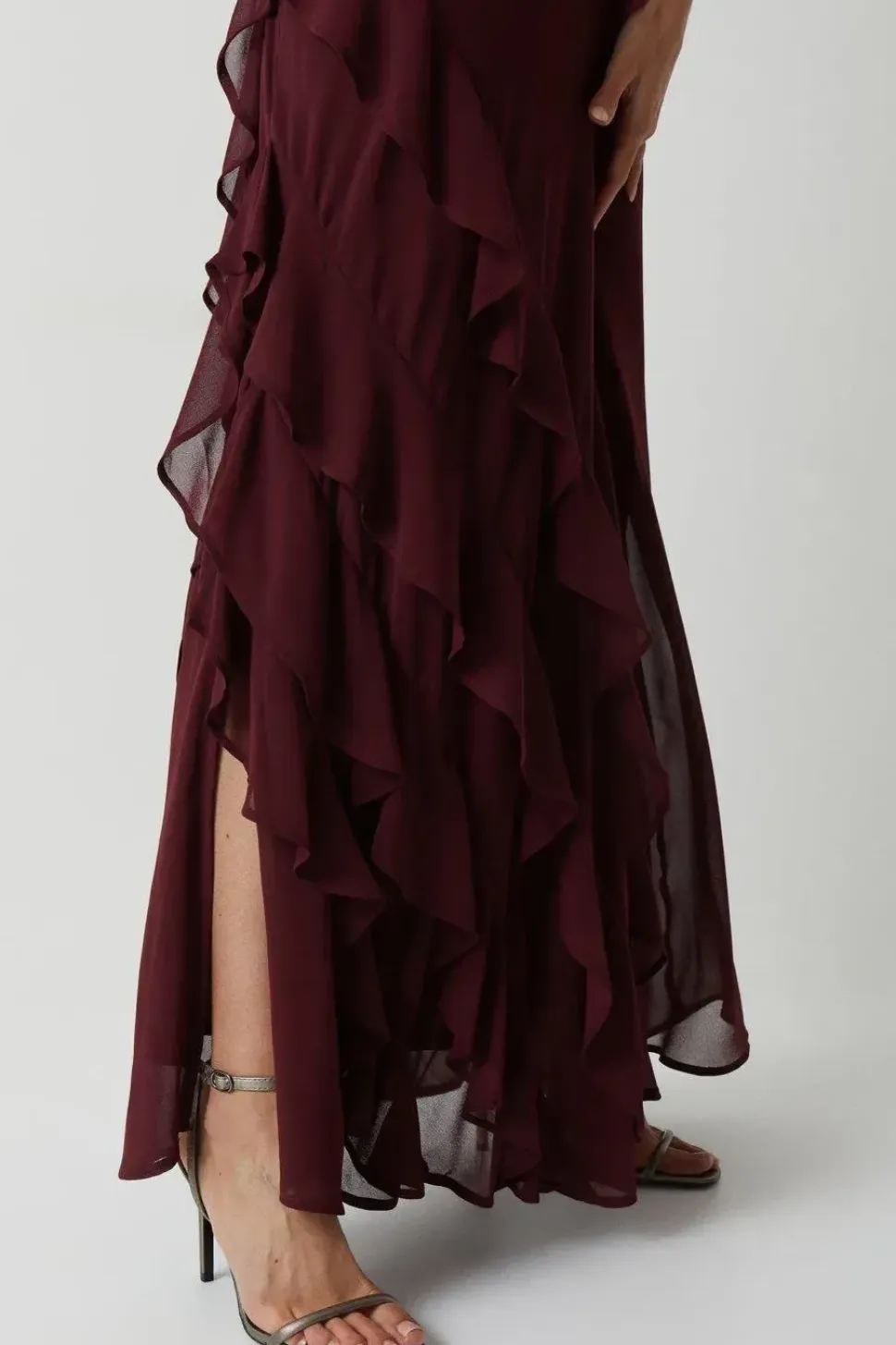 Mega Ruffle Georgette Bridesmaid Maxi Dress