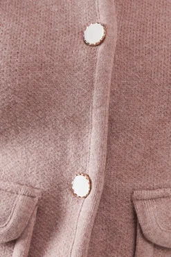Melange pocket detail button down knitted jacket