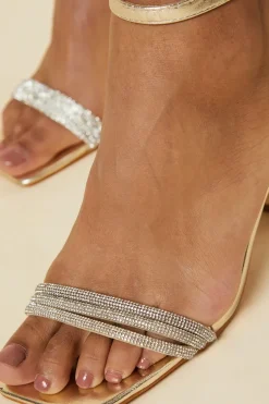 Melody Diamante Square Toe High Block Heel