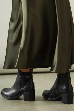 Merida Faux Leather Mid Block Heel Chelsea Ankle Boots
