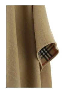 Merino Wool Monochrome Cape with Shawl Lapels and Frayed Hem