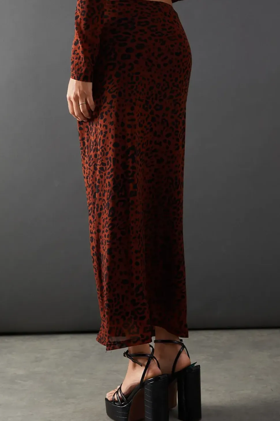 Mesh Bow Detail Midi Skirt