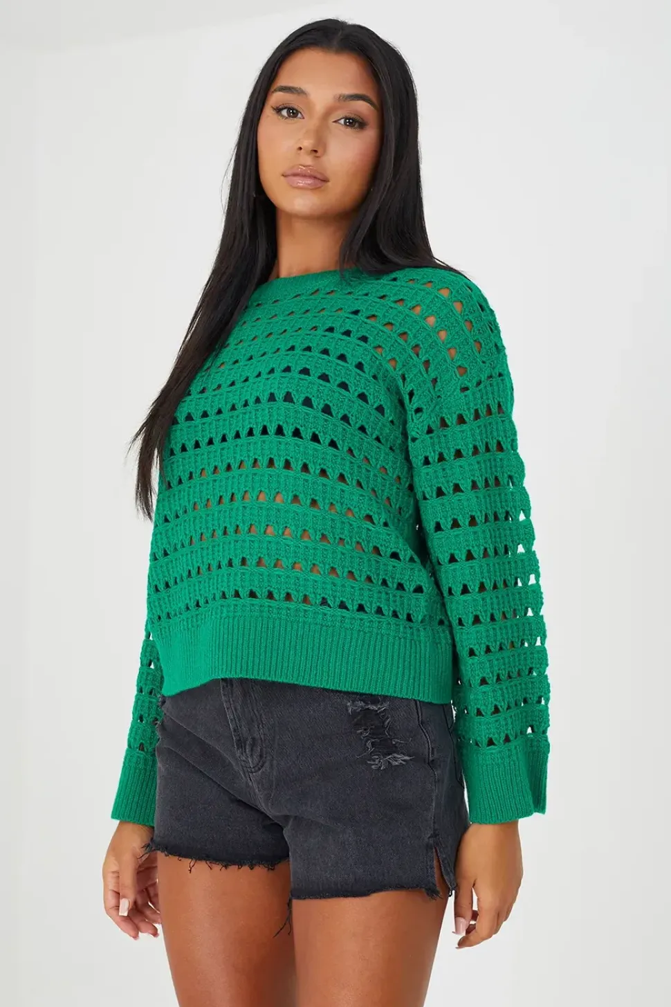 Mesh Cropped Oversized Jumper