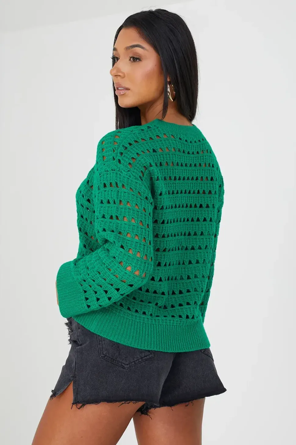 Mesh Cropped Oversized Jumper
