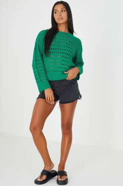 Mesh Cropped Oversized Jumper