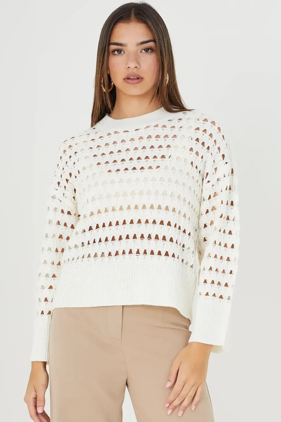Mesh Cropped Oversized Jumper