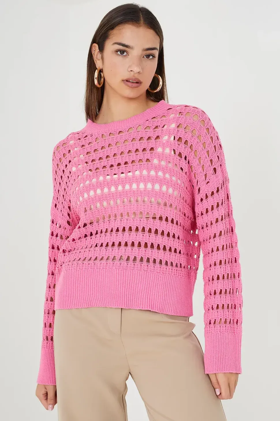 Mesh Cropped Oversized Jumper