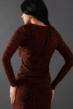 Mesh Gathered Drawstring Fitted Top