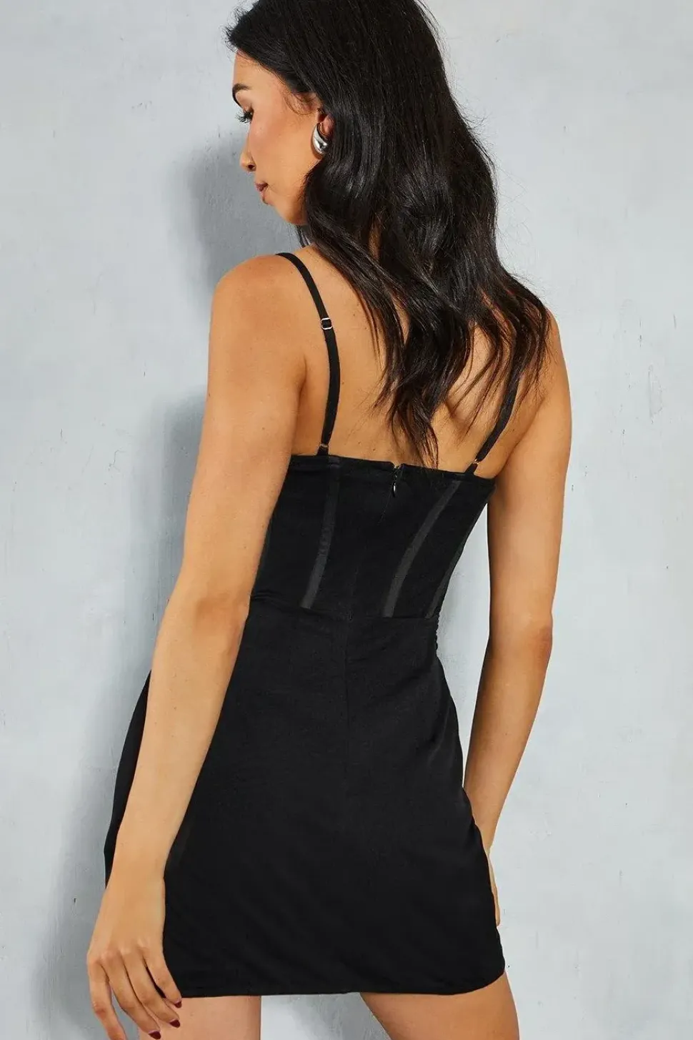 Mesh Halterneck Knot Skirt Corseted Mini Dress