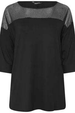 Mesh Panel Sequin Top