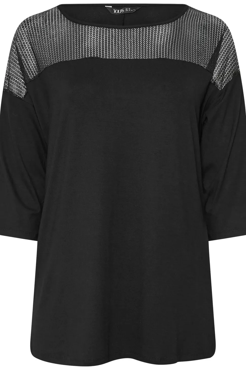 Mesh Panel Sequin Top
