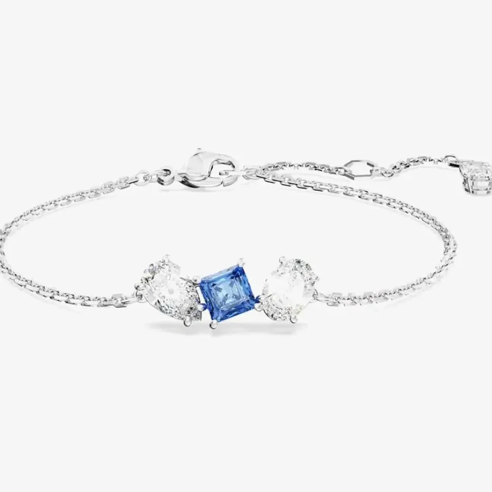 Mesmera Blue Mixed Cuts Rhodium Plated Bracelet 5668359