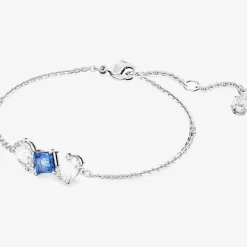 Mesmera Blue Mixed Cuts Rhodium Plated Bracelet 5668359