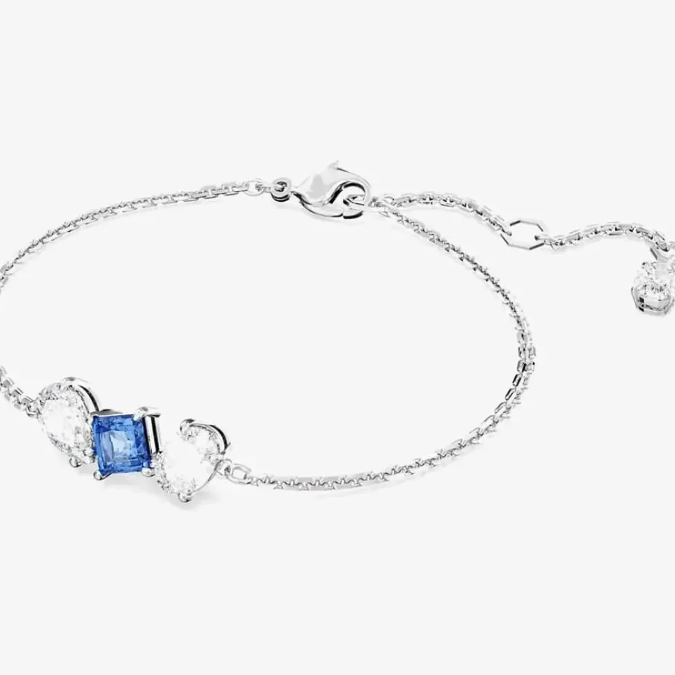 Mesmera Blue Mixed Cuts Rhodium Plated Bracelet 5668359