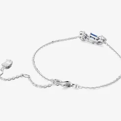 Mesmera Blue Mixed Cuts Rhodium Plated Bracelet 5668359