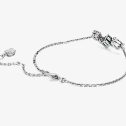 Mesmera Green Mixed Cuts Rhodium Plated Bracelet 5668360 (M)