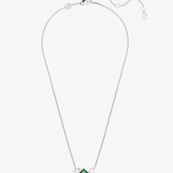 Mesmera Green Mixed Cuts Rhodium Plated Necklace 5668278