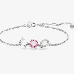 Mesmera Pink Mixed Cuts Rhodium Plated Bracelet 5668361 (M)
