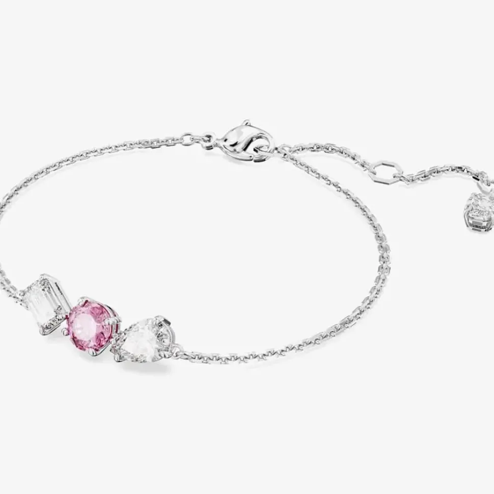 Mesmera Pink Mixed Cuts Rhodium Plated Bracelet 5668361 (M)