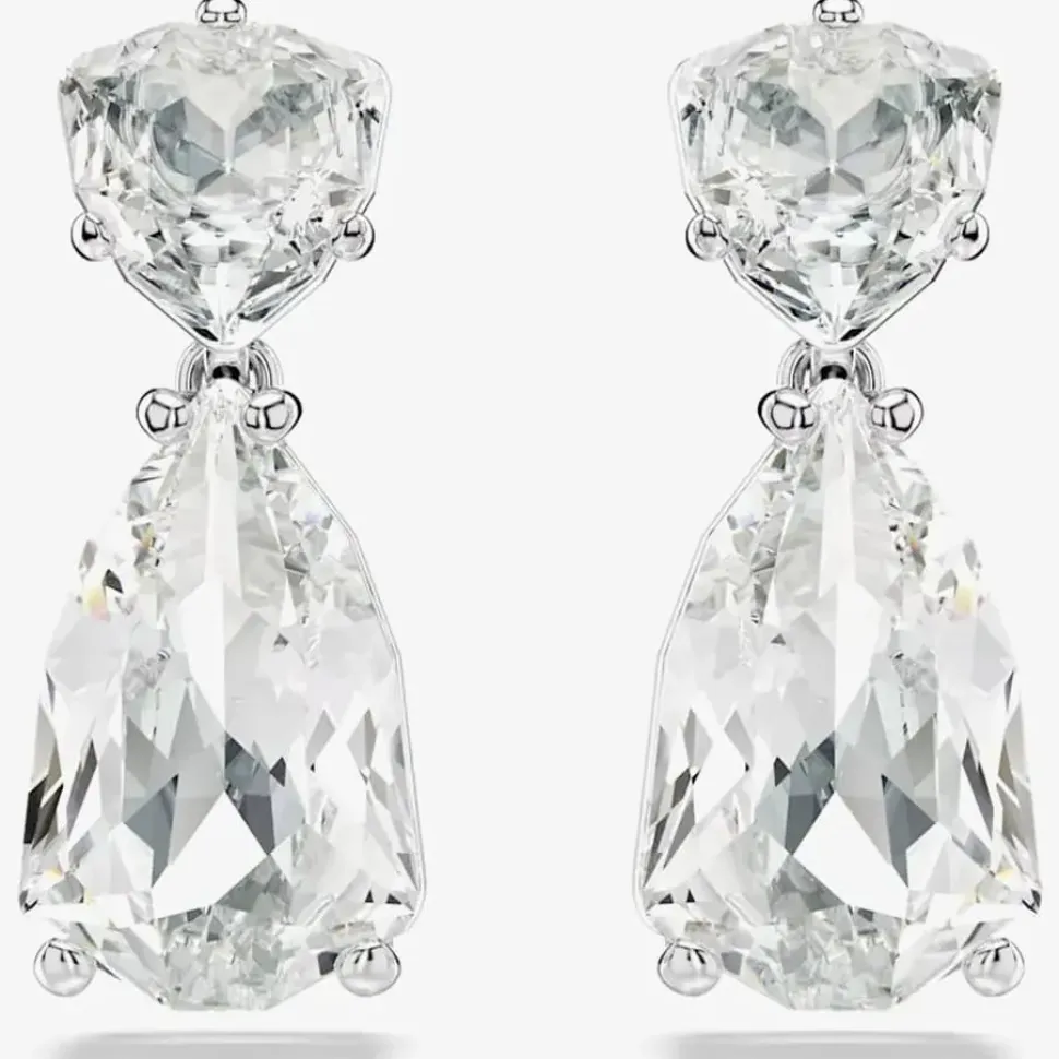Mesmera White Mixed Cut Rhodium Plated Earrings 5661683