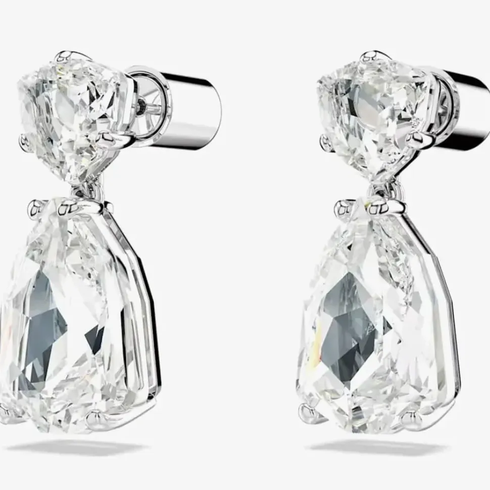 Mesmera White Mixed Cut Rhodium Plated Earrings 5661683