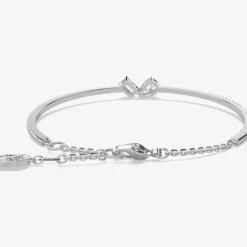 Mesmera White Mixed Cuts Rhodium Plated Bangle 5667253 (M)