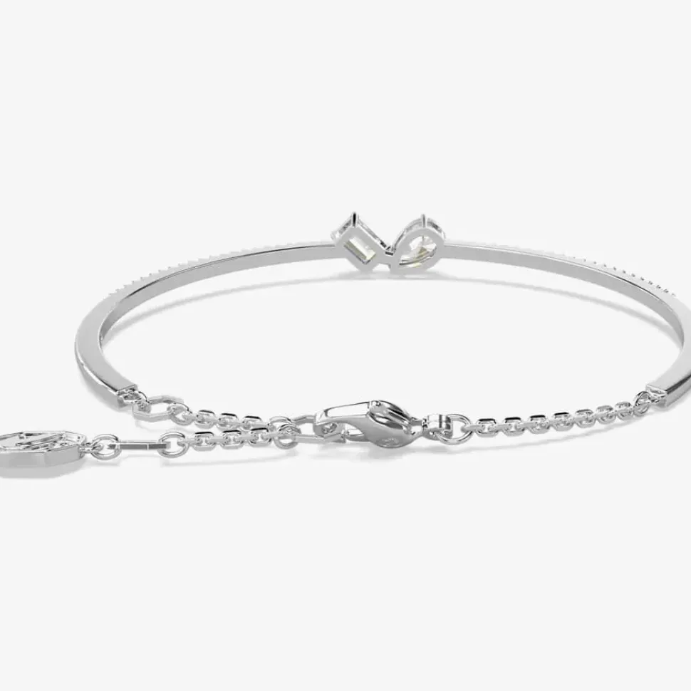 Mesmera White Mixed Cuts Rhodium Plated Bangle 5667253 (M)
