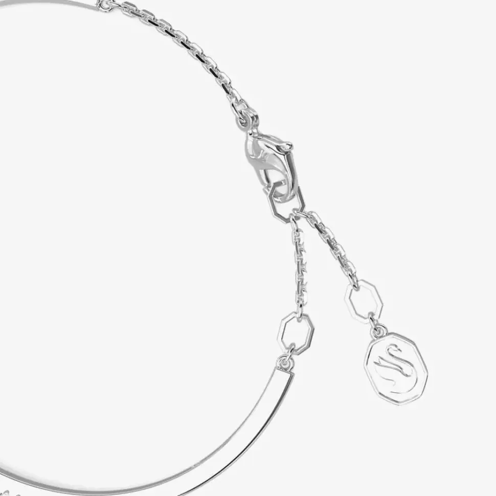 Mesmera White Mixed Cuts Rhodium Plated Bangle 5667253 (M)