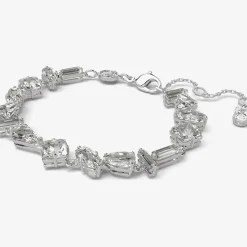 Mesmera White Mixed Cuts Rhodium Plated Bracelet 5661529 (M)